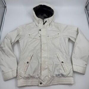 Burton Snowboard Ski Jacket White Hooded Insulated Water Resistant‎ Womens Large